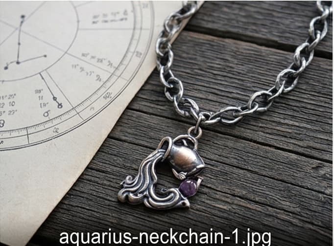 Aquarius Zodiac Pendant Neckchain – Rose Gold